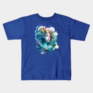 Zodiac Sign AQUARIUS - Watercolour Illustration of astrology Aquarius Kids T-Shirt